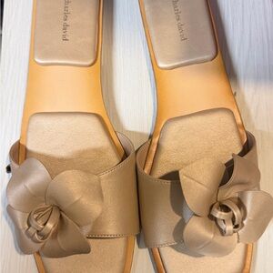 Charles David Beige Floral Slide Sandals Ovum Women’s Size 10